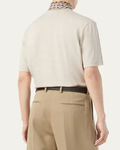 Loro Piana Men's Cashmere, Linen and Silk Tipped Crewneck T-Shirt | Thumbnail 3 Loro Piana Men's Cashmere, Linen and Silk Tipped Crewneck T-Shirt | Thumbnail 3