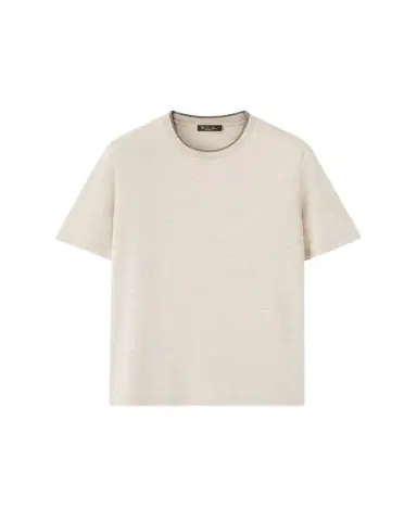 Loro Piana Men's Cashmere, Linen and Silk Tipped Crewneck T-Shirt | Thumbnail 1 Loro Piana Men's Cashmere, Linen and Silk Tipped Crewneck T-Shirt | Thumbnail 1