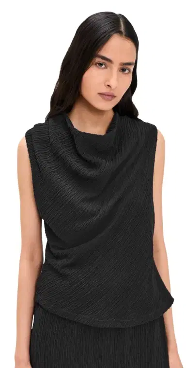 Vince Shadow Grid Cowl Neck Top Black | Thumbnail 1 Vince Shadow Grid Cowl Neck Top Black | Thumbnail 1