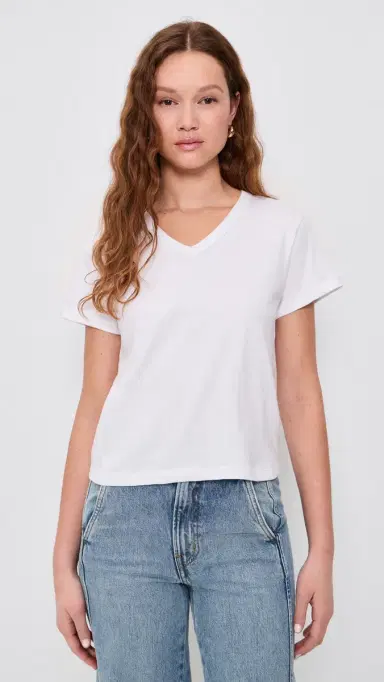LESET Margo V Neck Shirt White | Thumbnail 2
