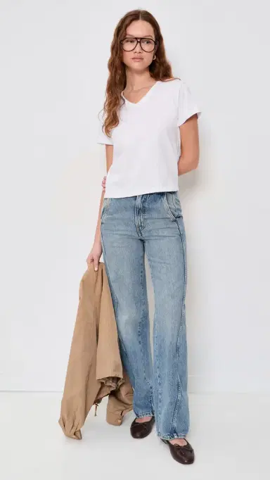 LESET Margo V Neck Shirt White | Thumbnail 5