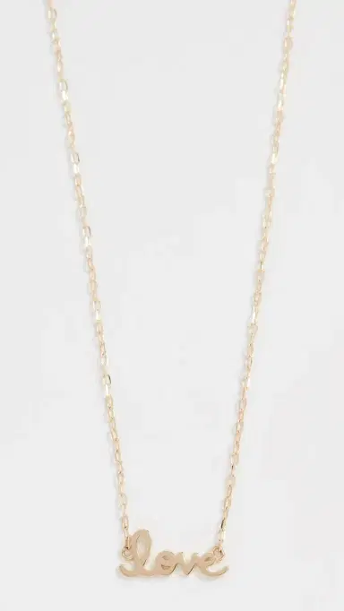 Sydney Evan 14k Gold Tiny Script Love Necklace | Thumbnail 2 Sydney Evan 14k Gold Tiny Script Love Necklace | Thumbnail 2