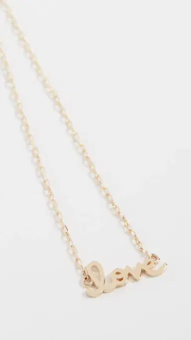 Sydney Evan 14k Gold Tiny Script Love Necklace | Thumbnail 5 Sydney Evan 14k Gold Tiny Script Love Necklace | Thumbnail 5