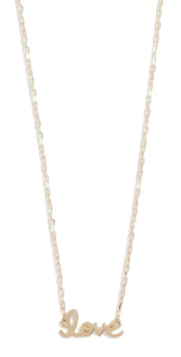 Sydney Evan 14k Gold Tiny Script Love Necklace Yellow Gold One Size