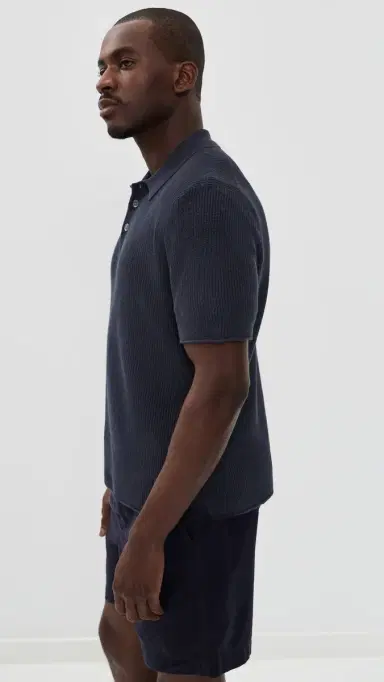 Alex Mill Eastwood Polo In Cotton Linen Dark Navy | Thumbnail 4