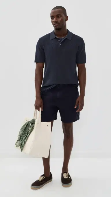 Alex Mill Eastwood Polo In Cotton Linen Dark Navy S | Thumbnail 5 Alex Mill Eastwood Polo In Cotton Linen Dark Navy S | Thumbnail 5