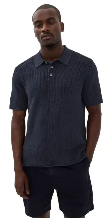 Alex Mill Eastwood Polo In Cotton Linen Dark Navy S | Thumbnail 1 Alex Mill Eastwood Polo In Cotton Linen Dark Navy S | Thumbnail 1