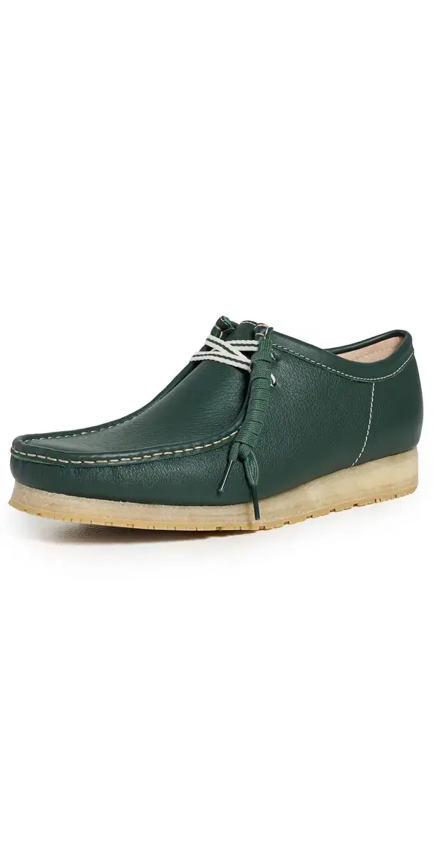 Clarks Wallabee RB Leather Shoes Dark Green Leather