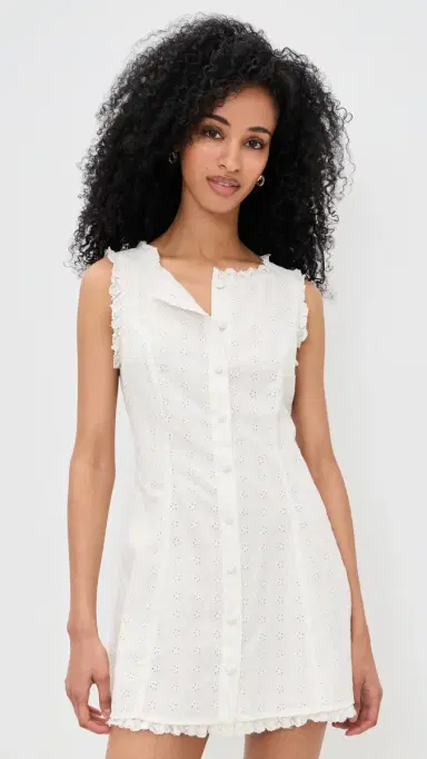 For Love & Lemons Susie Eyelet Mini Dress White | Thumbnail 2 For Love & Lemons Susie Eyelet Mini Dress White | Thumbnail 2