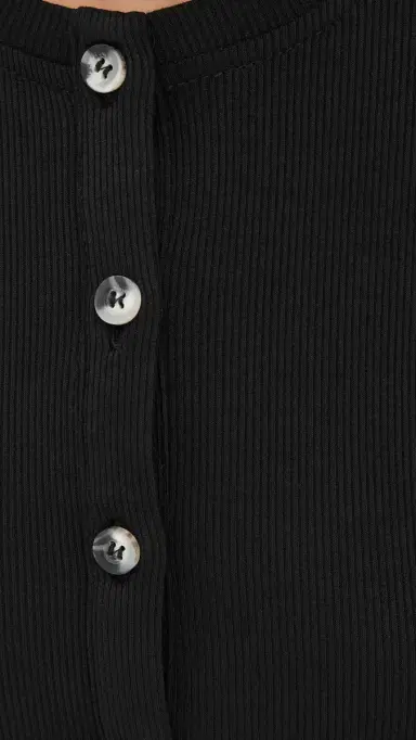 perfectwhitetee Maureen uxe Rib Fitted Cardigan True Black | Thumbnail 6