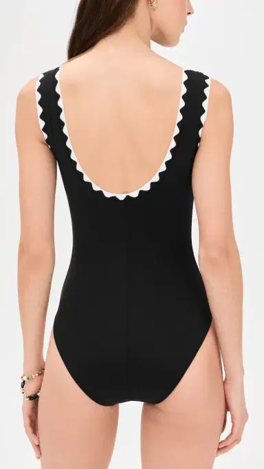 Karla Colletto Lia Round Neck Silent Underwire Tank One Piece Black / White | Thumbnail 3
