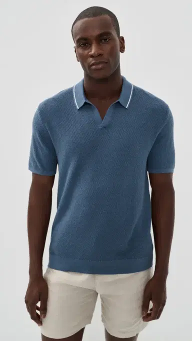 Marine Layer Greyson Sweater Polo Vintage Indigo | Thumbnail 2 Marine Layer Greyson Sweater Polo Vintage Indigo | Thumbnail 2