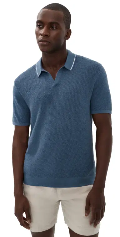 Marine Layer Greyson Sweater Polo Vintage Indigo | Thumbnail 1 Marine Layer Greyson Sweater Polo Vintage Indigo | Thumbnail 1