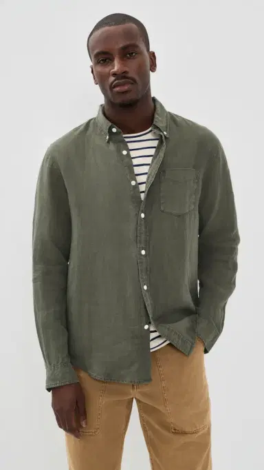 Alex Mill Mill Shirt In Linen Dark Olive Green | Thumbnail 2 Alex Mill Mill Shirt In Linen Dark Olive Green | Thumbnail 2
