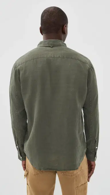 Alex Mill Mill Shirt In Linen Dark Olive Green | Thumbnail 3 Alex Mill Mill Shirt In Linen Dark Olive Green | Thumbnail 3