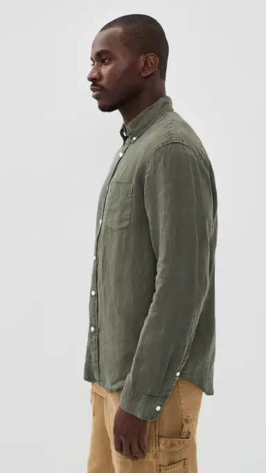 Alex Mill Mill Shirt In Linen Dark Olive Green | Thumbnail 4 Alex Mill Mill Shirt In Linen Dark Olive Green | Thumbnail 4