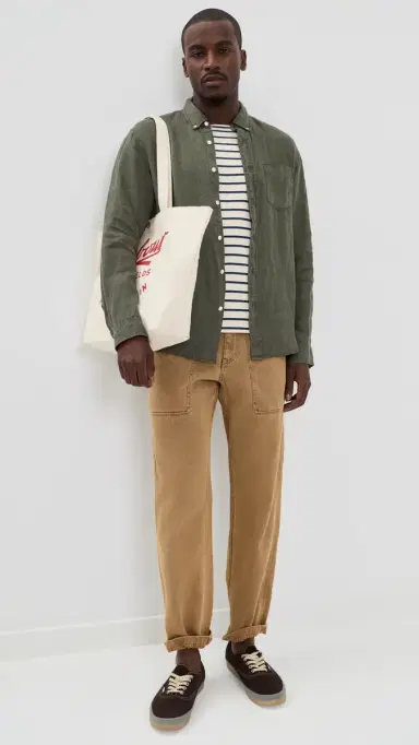 Alex Mill Mill Shirt In Linen Dark Olive Green | Thumbnail 5 Alex Mill Mill Shirt In Linen Dark Olive Green | Thumbnail 5