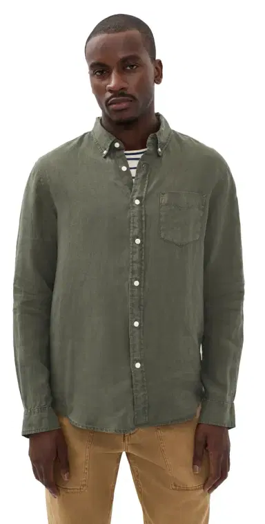 Alex Mill Mill Shirt In Linen Dark Olive Green | Thumbnail 1 Alex Mill Mill Shirt In Linen Dark Olive Green | Thumbnail 1