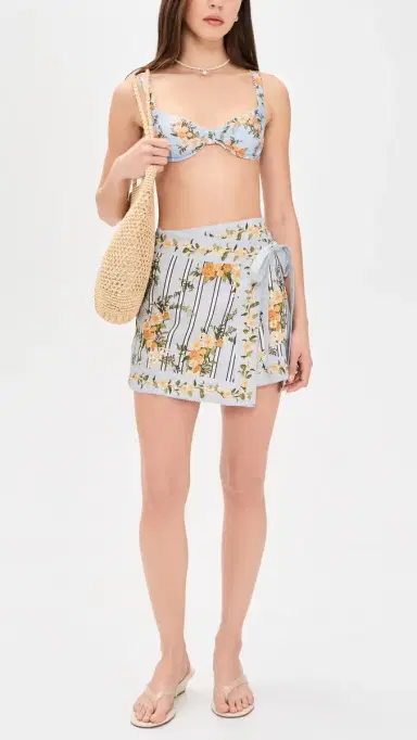 Agua by Agua Bendita Luna Valle Linen Wrap Skirt Multicolor | Thumbnail 5
