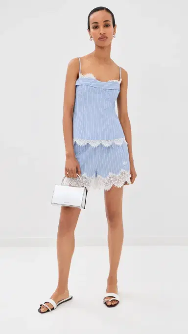 Simkhai Surie Cotton Lace Bustier Top Oxford Blue Stripe | Thumbnail 5 Simkhai Surie Cotton Lace Bustier Top Oxford Blue Stripe | Thumbnail 5