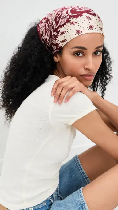 Lele Sadoughi Paisley Square Scarf Burgundy One Size | Thumbnail 3