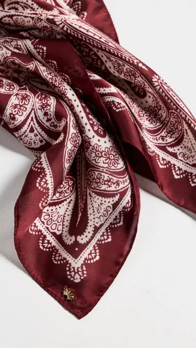 Lele Sadoughi Paisley Square Scarf Burgundy One Size | Thumbnail 5
