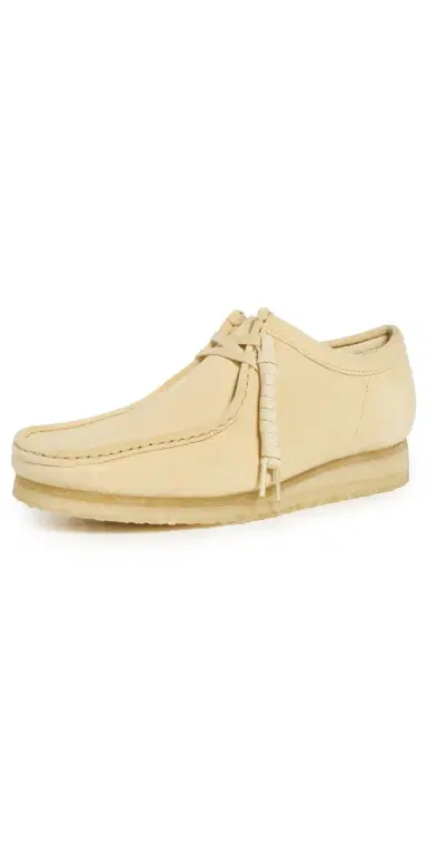 Clarks Wallabee Suede Shoes Pale Yellow Suede | Thumbnail 1