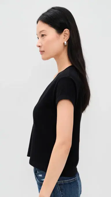perfectwhitetee Recycled Cotton V Neck Tee True Black | Thumbnail 4
