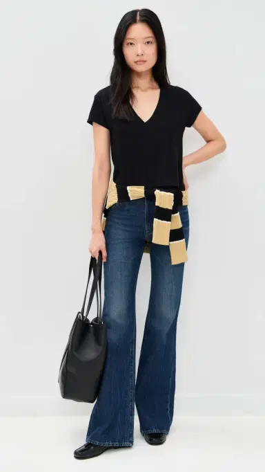 perfectwhitetee Recycled Cotton V Neck Tee True Black | Thumbnail 5