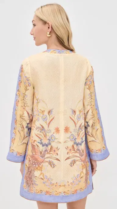 Zimmermann Indra Tunic Mini Dress Biscuit Scarf Floral 0 | Thumbnail 3