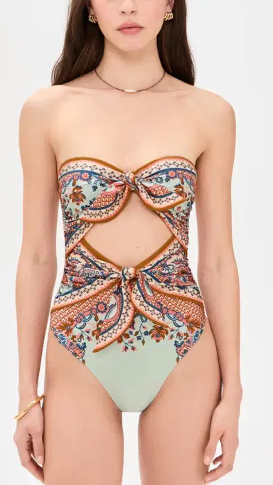 Zimmermann Aster Scarf Tie One Piece Blue Paisley Floral 4 | Thumbnail 2
