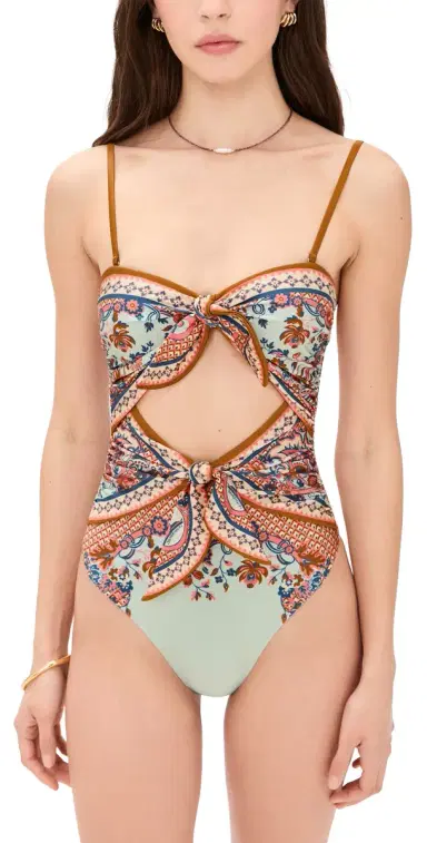Zimmermann Aster Scarf Tie One Piece Blue Paisley Floral 4 | Thumbnail 1