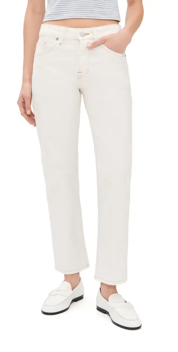 Vintage Straight Ankle Jeans Ecru001