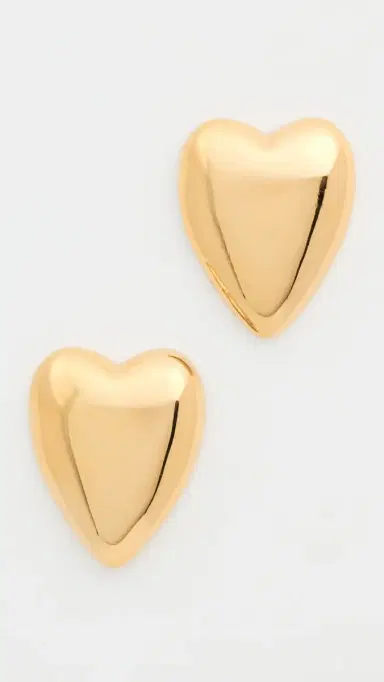 By Adina Eden Solid Puffy Heart Stud Earrings | Thumbnail 2