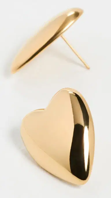 By Adina Eden Solid Puffy Heart Stud Earrings | Thumbnail 4