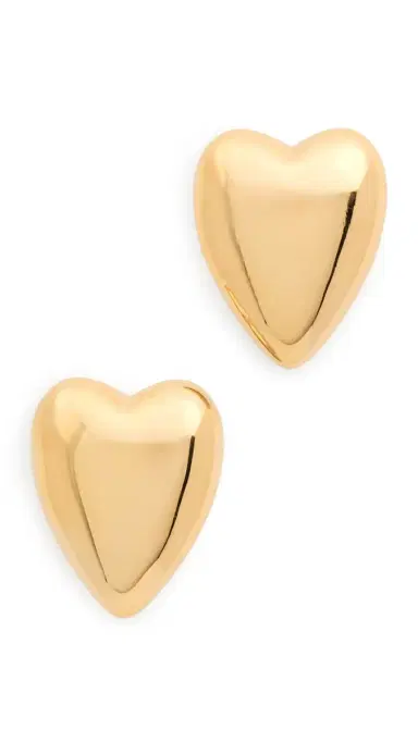 By Adina Eden Solid Puffy Heart Stud Earrings | Thumbnail 5