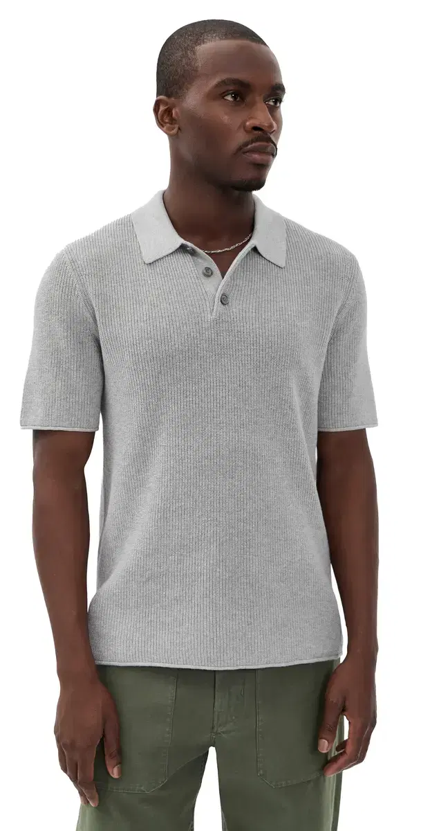 Eastwood Polo In Cotton Linen Heather Grey