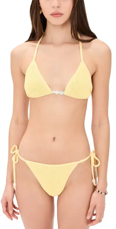 Hunza G Gina Beaded Bikini Set Butter One Size | Thumbnail 1