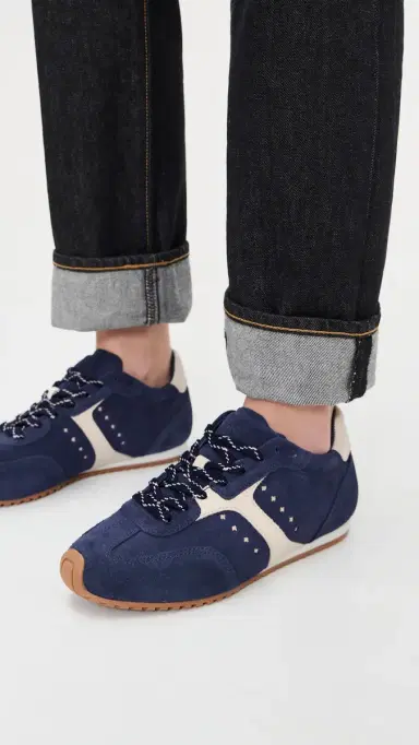 Larroudé Stella Sneakers Navy Suede/ Leather | Thumbnail 3 Larroudé Stella Sneakers Navy Suede/ Leather | Thumbnail 3