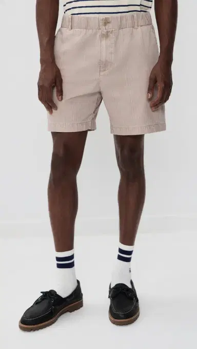 Alex Mill Pull On Shorts In Cotton Herringbone 7 Faded Grey | Thumbnail 2
