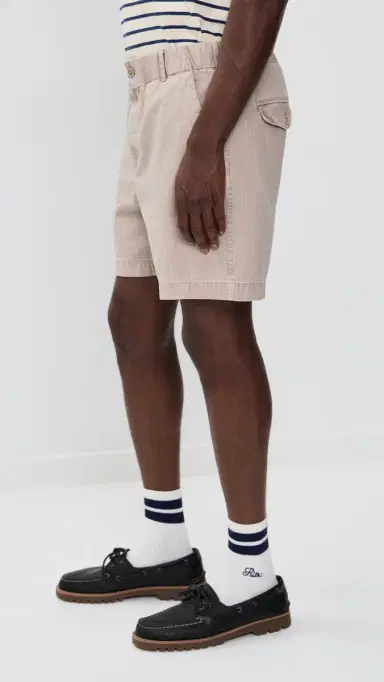 Alex Mill Pull On Shorts In Cotton Herringbone 7 Faded Grey | Thumbnail 4