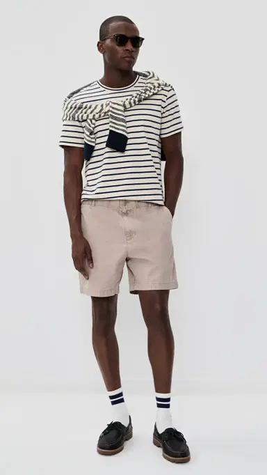 Alex Mill Pull On Shorts In Cotton Herringbone 7 Faded Grey | Thumbnail 5
