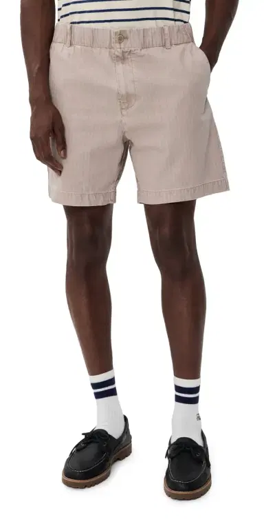 Alex Mill Pull On Shorts In Cotton Herringbone 7 Faded Grey | Thumbnail 1