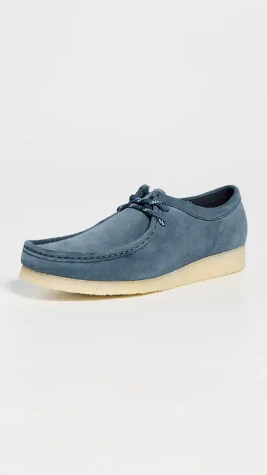 Clarks Suede Wallabee Shoes Denim Blue Suede | Thumbnail 2
