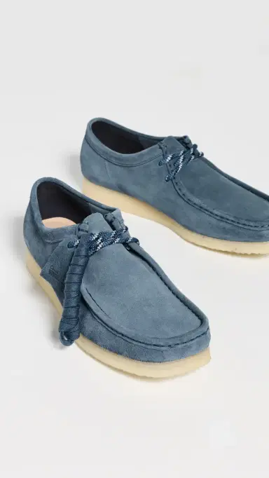 Clarks Suede Wallabee Shoes Denim Blue Suede | Thumbnail 4