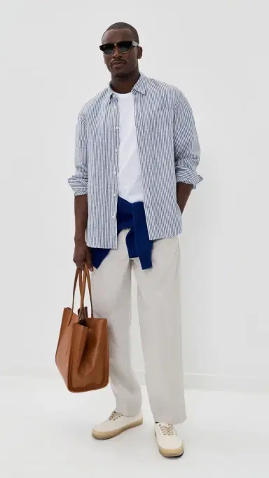 Alex Mill Pleated Pull On Pants In Lightweight Chino Stone L | Thumbnail 5
