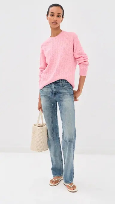 Daughter & Wool Cable Knit Pullover Pale | Thumbnail 5