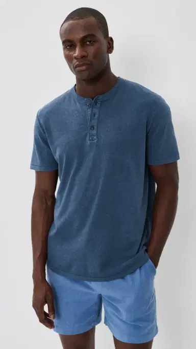 Marine Layer Hemp Cotton Henley Vintage Indigo S | Thumbnail 2