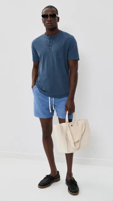 Marine Layer Hemp Cotton Henley Vintage Indigo S | Thumbnail 5