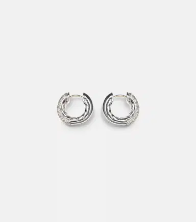 David Yurman DY Mercer Micro sterling silver hoop earrings with diamonds | Thumbnail 2